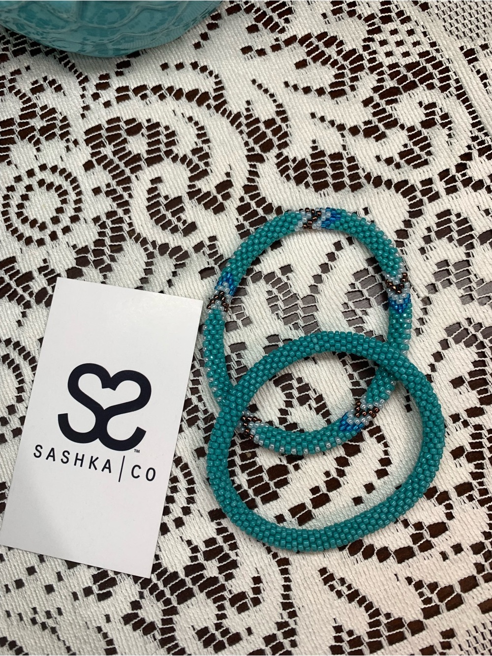 SASHKA|CO Turquoise Beaded Bracelet Set - Two Stackable Pieces